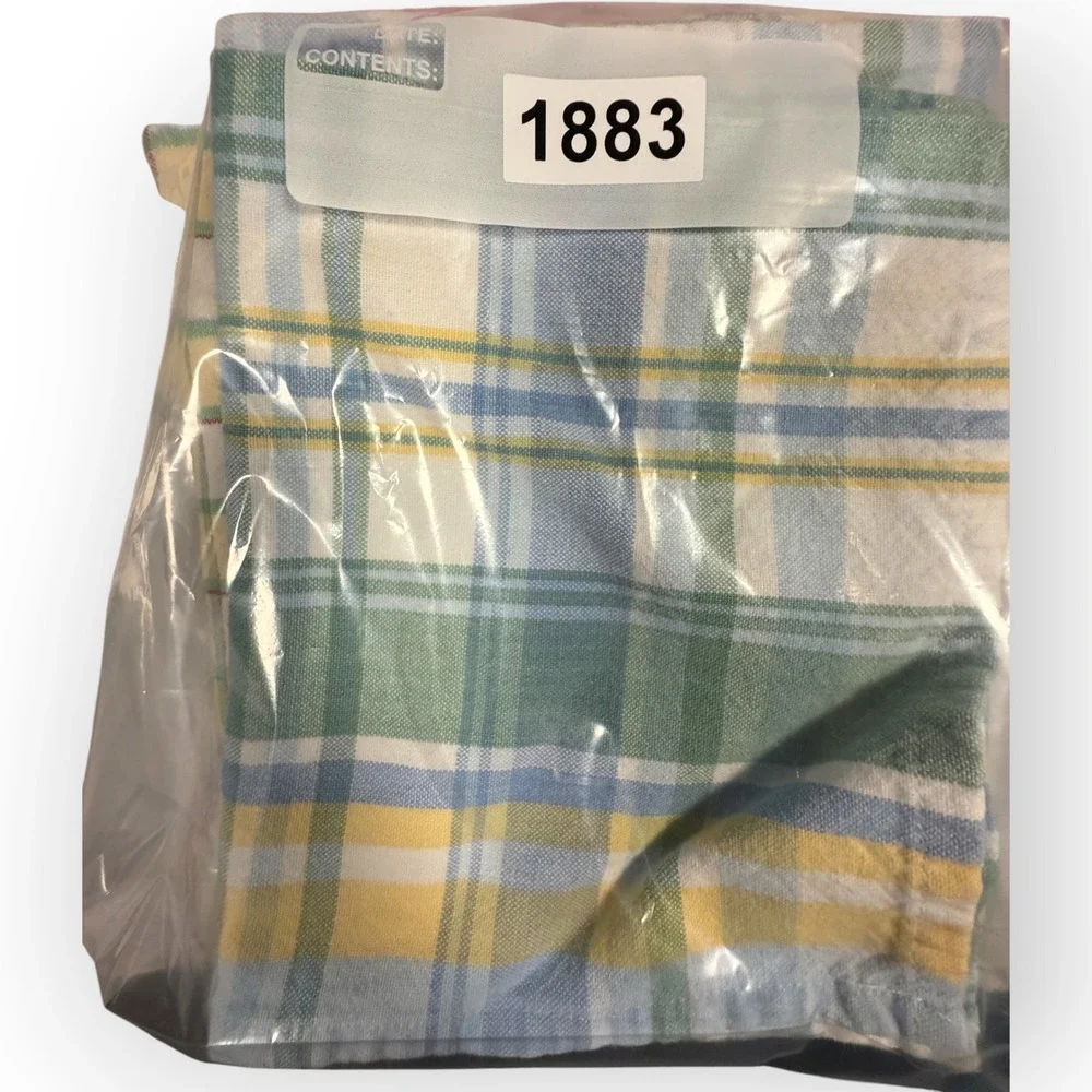 4 Park Designs Plaid Kitchen Tea Towels Yellow Green Blue Cotton Farmhouse India
